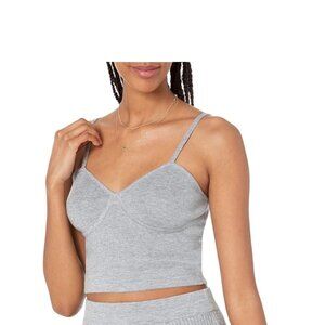 The Drop Womens Grey Ribbed Knit Cami Top With Adjustable Straps XS